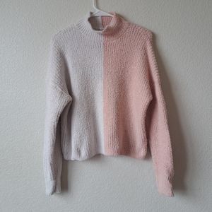 Sugar Moon Pink and White Color Block Soft Sweater Size Large